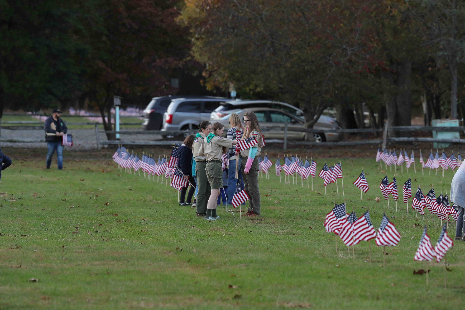 Scouts planted American Flags ahead of Veterans Day